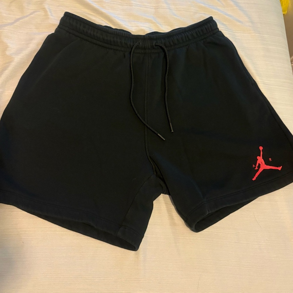 Jordan Men’s Black Athletic Shorts with Red Jumpman Logo